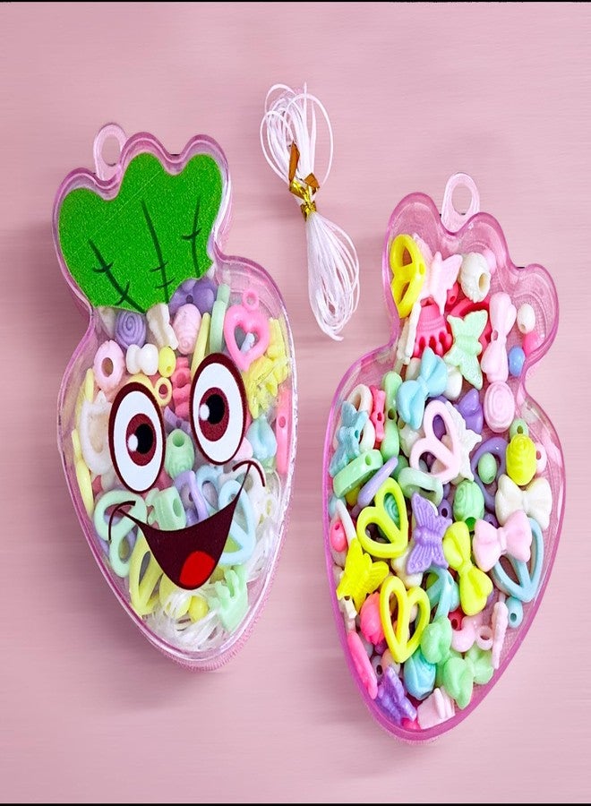 Tera13 TERA 13 ABS Beads for Kids Crafts Children's Jewelry Making Kit (2 pcs) DIY Bracelets Necklace Hairband and Rings Craft Kits Birthday for 4, 5, 6, 7-Year-Old Little Girls, Kanjak Gifts (Straw-Berry) - Image 1